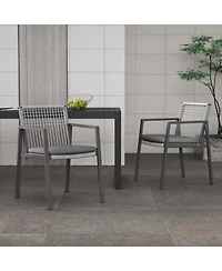 Streamdale Outdoor Aluminum + Rope Dining Chair Set with Cushion (2)