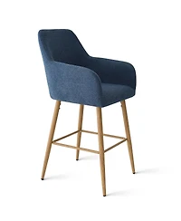 Set of 4 Upholstered Counter Height Stools with Armrests, 25.5'' Chairs for Kitchen Island-Maison Boucle