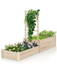 Raised Garden Bed with Trellis 87 Inch Wooden Elevated Planter with 2 Planter Boxes