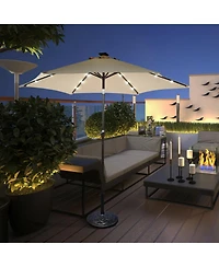 9 Feet Solar Led Lighted Patio Market Umbrella with Tilt Adjustment without Base