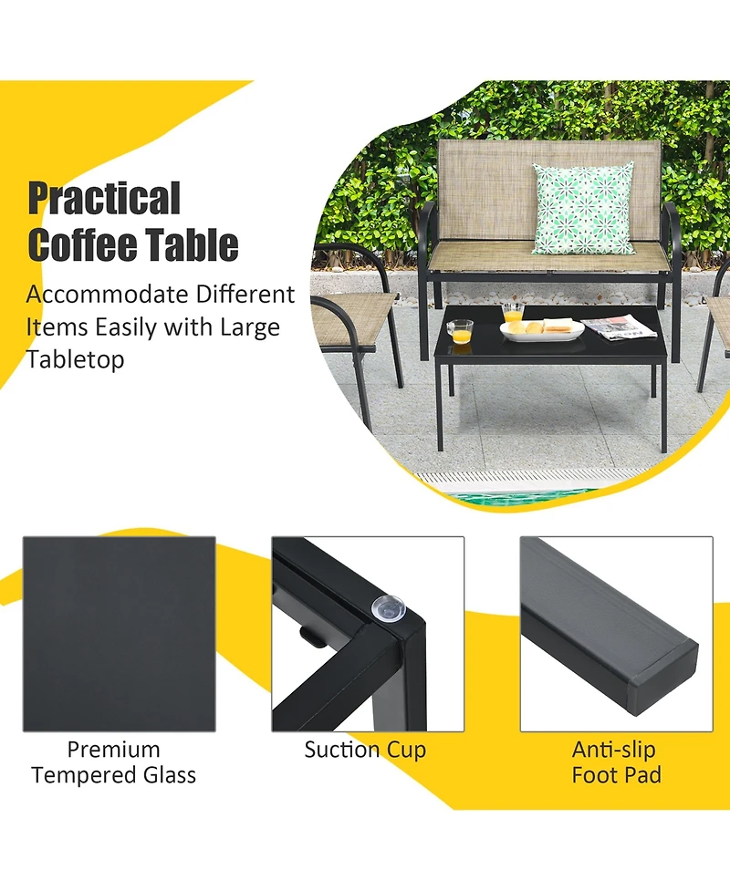 Gymax 4PCS Patio Con