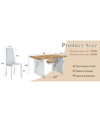 Streamdale 55" Dining Table & 6 Light Gray Chairs - Minimalist Style
