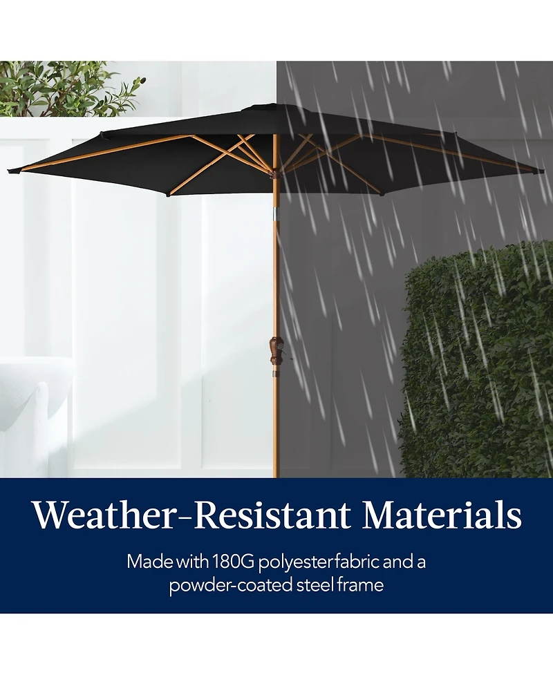 Best Choice Products 10ft Outdoor Woodgrain Pattern Steel Market Patio Umbrella w/ Crank