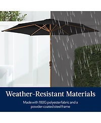 Best Choice Products 10ft Outdoor Woodgrain Pattern Steel Market Patio Umbrella w/ Crank