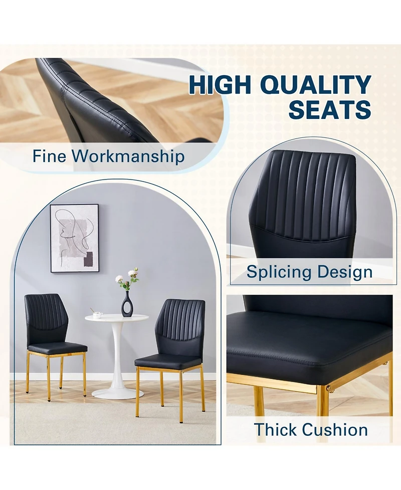 Streamdale Black Pu Dining Chairs - Gold Legs, Set of 6