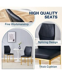 Streamdale Black Pu Dining Chairs - Gold Legs, Set of 6