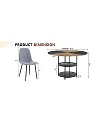 Streamdale 47" Round Dining Set Table with Storage & 4 Linen Chairs