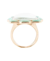 Barse Scenic Floral Blue Turquoise Golden Ring