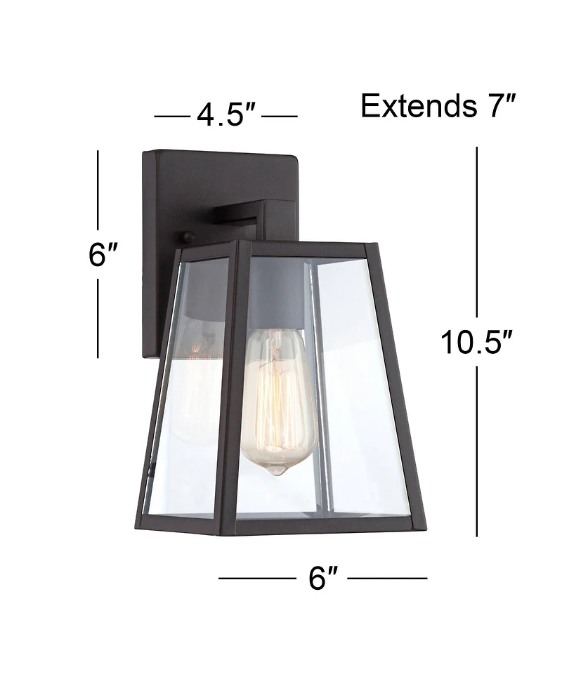 John Timberland Arrington Modern Outdoor Wall Lights Fixtures Set of 2 Mystic Black 10 3/4" Clear Glass for Exterior Barn Deck House Porch Yard P