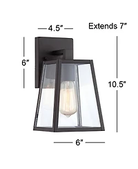 John Timberland Arrington Modern Outdoor Wall Lights Fixtures Set of 2 Mystic Black 10 3/4" Clear Glass for Exterior Barn Deck House Porch Yard P