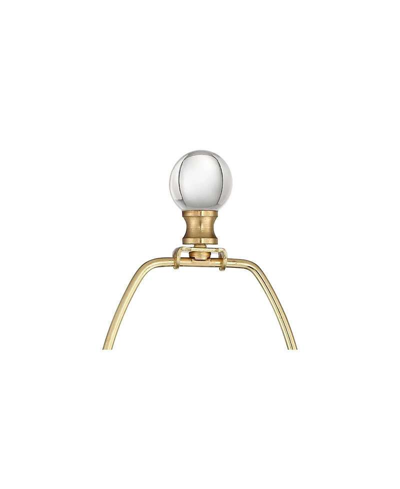 Vienna Full Spectrum Halston Modern Buffet Table Lamps 32 1/2" Tall Set of 2 Brass Crystal with Dimmer Off White Shade for Bedroom Living Room Be