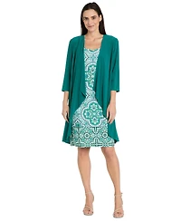 R & M Richards Women's Drape-Front Jacket and Necklace Dress Set