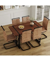 Streamdale Retro Dining Table & 6 Chairs - Minimalist Style