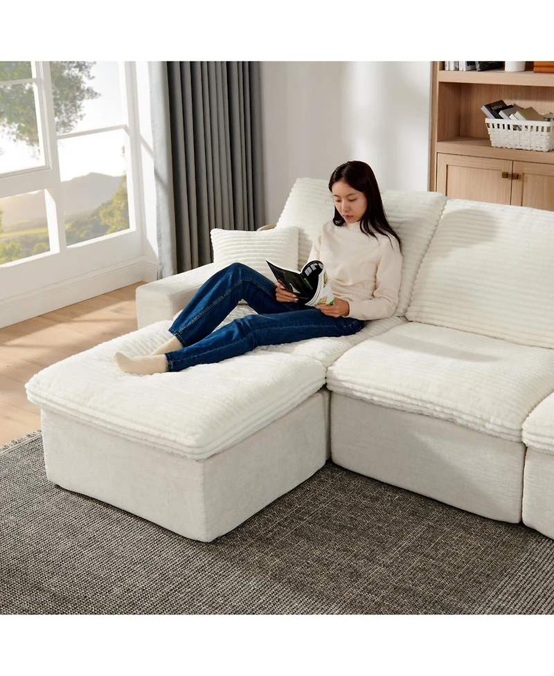 Streamdale 142" Cloud Sectional Sofa with Chaise, U-Shaped, Beige