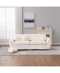 Streamdale 84" White Corduroy Sofa Couch