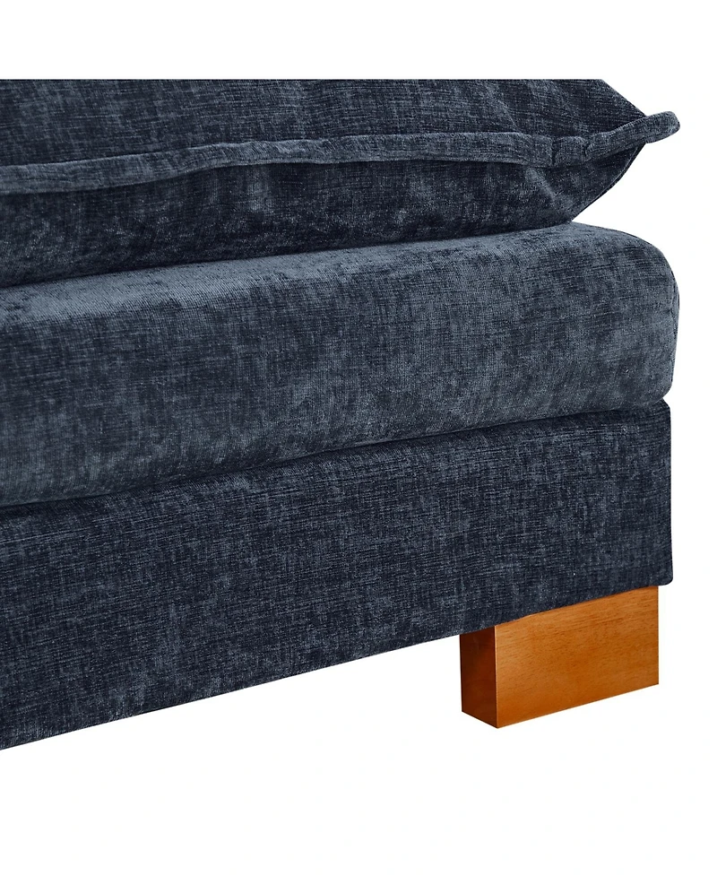 Streamdale Blue Chenille fabric with double lounge chair combination sofa