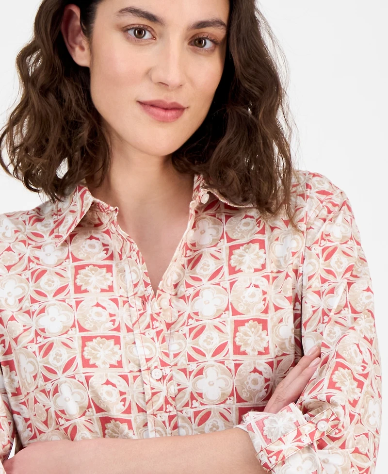 Nautica Jeans Women's Button-Front Roll-Tab Shirt