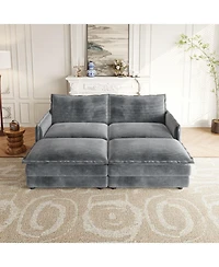 Streamdale Corduroy 2-Seater Sofa with Footrests & Cushions
