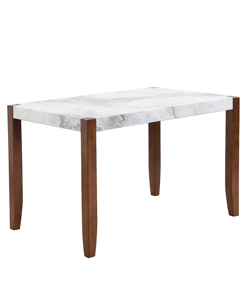 Streamdale 46.5" Faux Marble Dining Table, Wood Legs