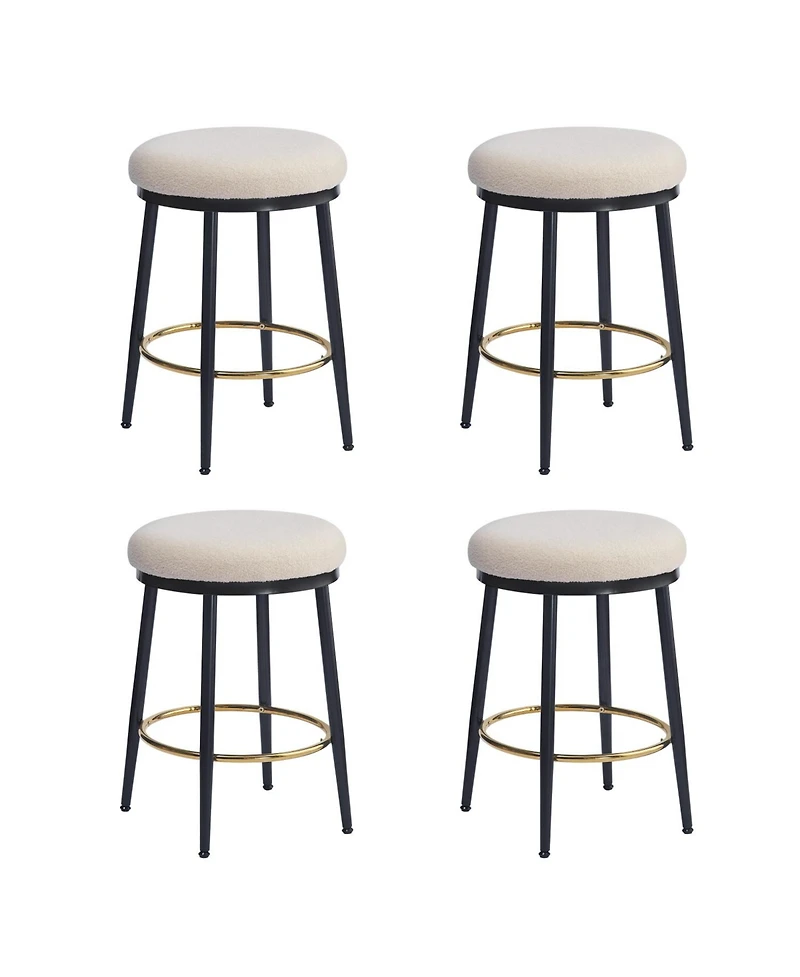 Streamdale Modern Counter Stools (4 Pack), 24.75" Tall, White with Iron Frame and Sponge Cushion