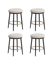 Streamdale Modern Counter Stools (4 Pack), 24.75" Tall, White with Iron Frame and Sponge Cushion