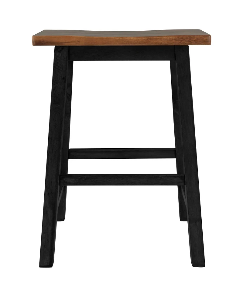 Streamdale Farmhouse Rustic 2-piece Counter Height Wood Kitchen Dining Stools for Small Places, Walnut+Black