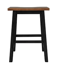 Streamdale Farmhouse Rustic 2-piece Counter Height Wood Kitchen Dining Stools for Small Places, Walnut+Black