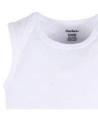Gerber Baby Boys or Girls White Sleeveless Onesies Bodysuits, 5-Pack