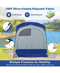 2 Rooms Oversize Privacy Shower Tent with Removable Rain Fly and Inside Pocket