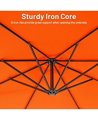 10 Feet Offset Umbrella with 8 Ribs Cantilever and Cross Base