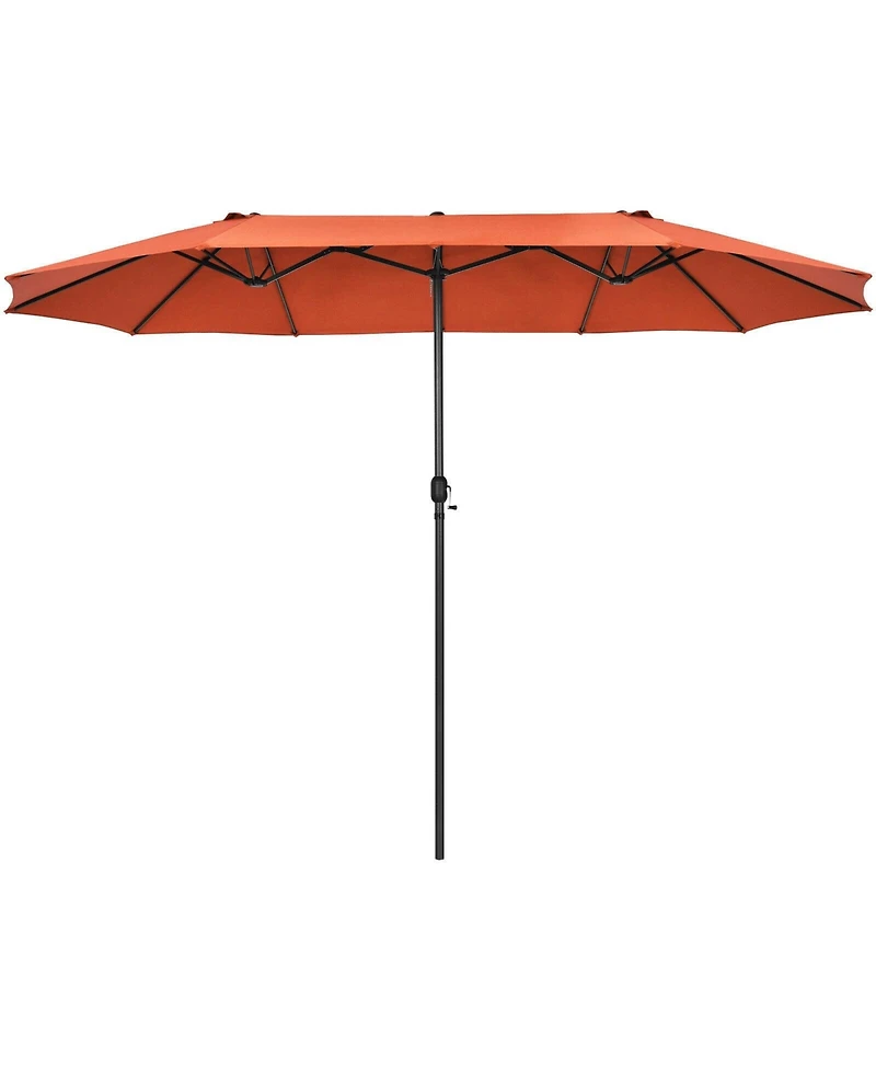 15 Feet Patio Double-Sided Umbrella with Hand-Crank System