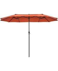 15 Feet Patio Double-Sided Umbrella with Hand-Crank System