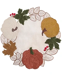 Elrene Fall Feels Cutwork Fabric Round Placemat, 15"