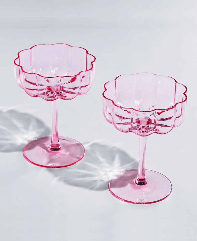 The Wine Savant Flower Coupe Cocktail Glasses, Set of 2