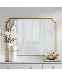 Noble Park Jacinda Rectangular Vanity Decorative Wall Mirror Modern Beveled Rounded Cut Edge Gold Frame 30" Wide for Bathroom Bedroom Living Room