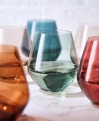 The Wine Savant Khen Pastel Muted Stemless Wine Glasses, Set of 4