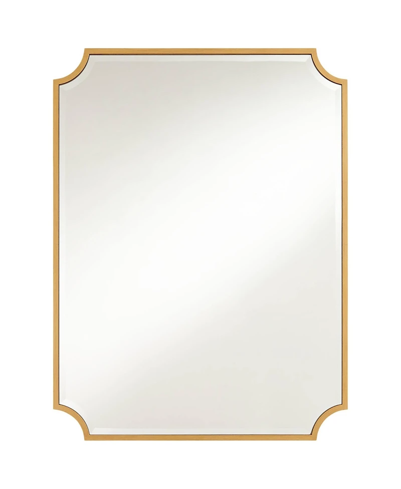 Noble Park Jacinda Rectangular Vanity Decorative Wall Mirror Modern Beveled Rounded Cut Edge Gold Frame 30" Wide for Bathroom Bedroom Living Room