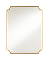 Noble Park Jacinda Rectangular Vanity Decorative Wall Mirror Modern Beveled Rounded Cut Edge Gold Frame 30" Wide for Bathroom Bedroom Living Room