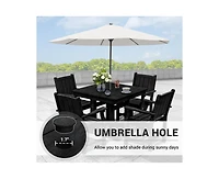 5-Piece Hdpe Plastic Patio Outdoor Dining Set with Arm Chairs Black