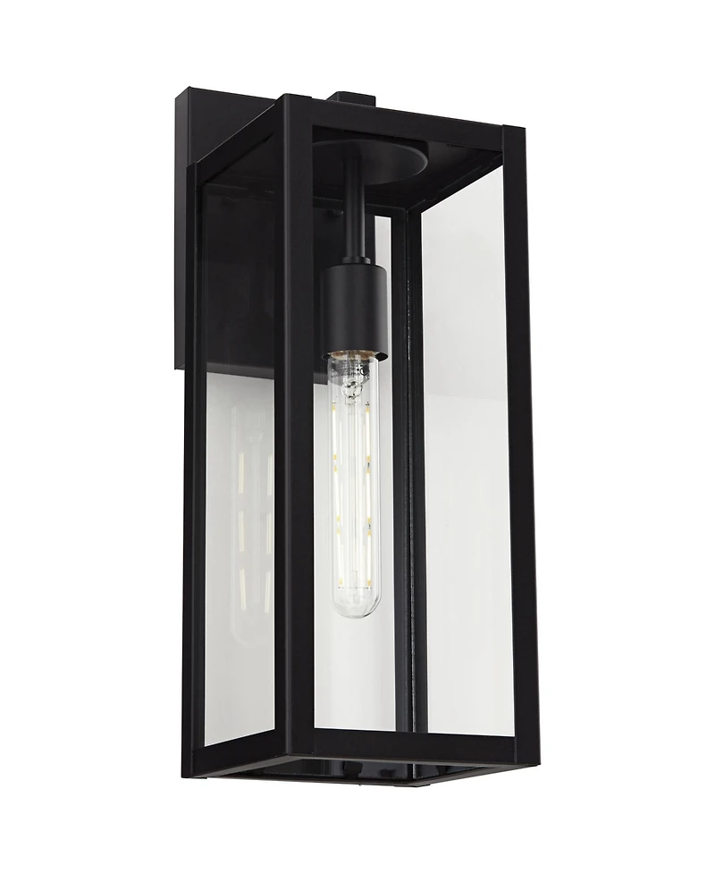 John Timberland Titan Modern Outdoor Wall Light Fixtures Set of 2 Mystic Black Rectangular Frame 17" Clear Glass for Post Exterior Barn