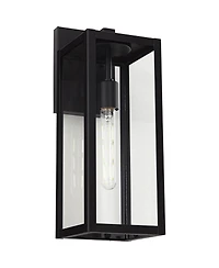 John Timberland Titan Modern Outdoor Wall Light Fixtures Set of 2 Mystic Black Rectangular Frame 17" Clear Glass for Post Exterior Barn