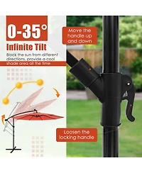 10 Feet Solar Offset Hanging Umbrella with 40 Lamp Beads and Solar Panel-Orange