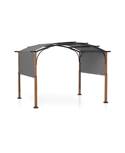 10 x 12 Ft Outdoor Retractable Pergola with Retractable Canopy for Patio-Gray