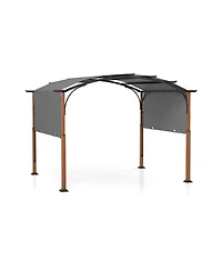 10 x 12 Ft Outdoor Retractable Pergola with Retractable Canopy for Patio-Gray