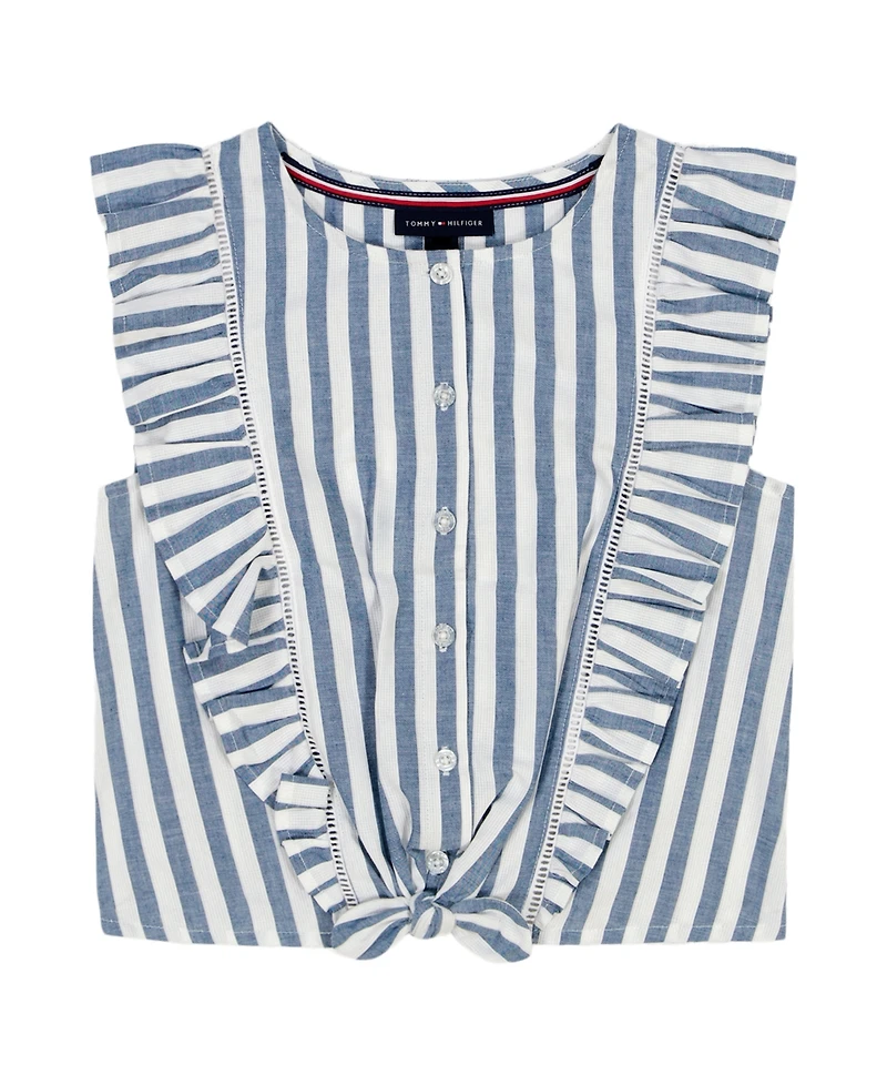 Tommy Hilfiger Big Girls Yarn Dyed Ruffle Top