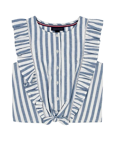 Tommy Hilfiger Big Girls Yarn Dyed Ruffle Top