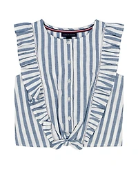 Tommy Hilfiger Big Girls Yarn Dyed Ruffle Top