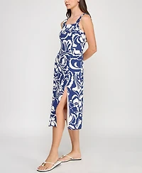 Trixxi Juniors' Printed Square-Neck Sleeveless Midi Dress