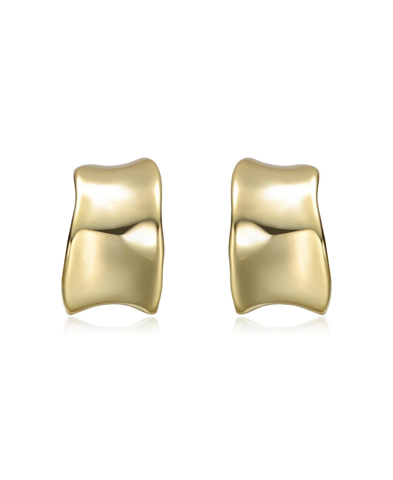 14K Gold Plated Waterfall Free Form Chunky C-Hoop Earrings
