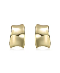 14K Gold Plated Waterfall Free Form Chunky C-Hoop Earrings